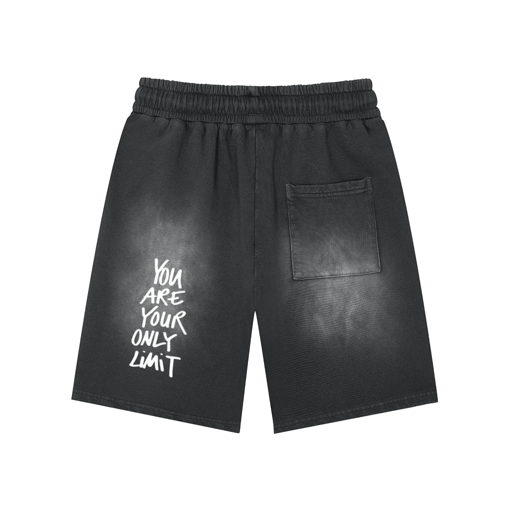 Rectangle Patch Monkey Washed Shorts