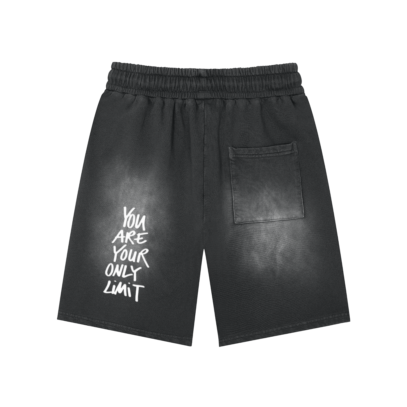 Rectangle Patch Monkey Washed Shorts