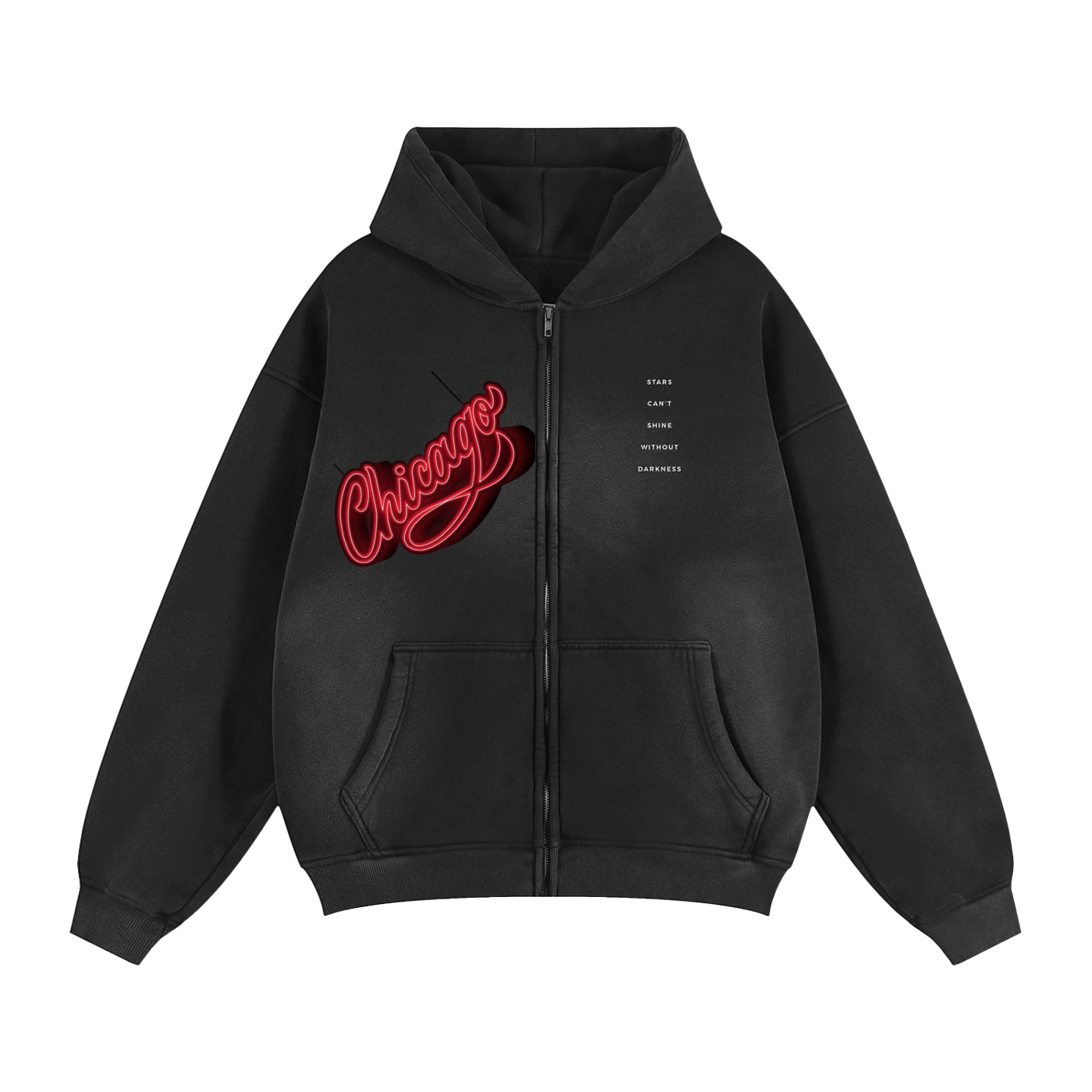 Sunfade Two-way Zipper Boxy Fleece Hoodie