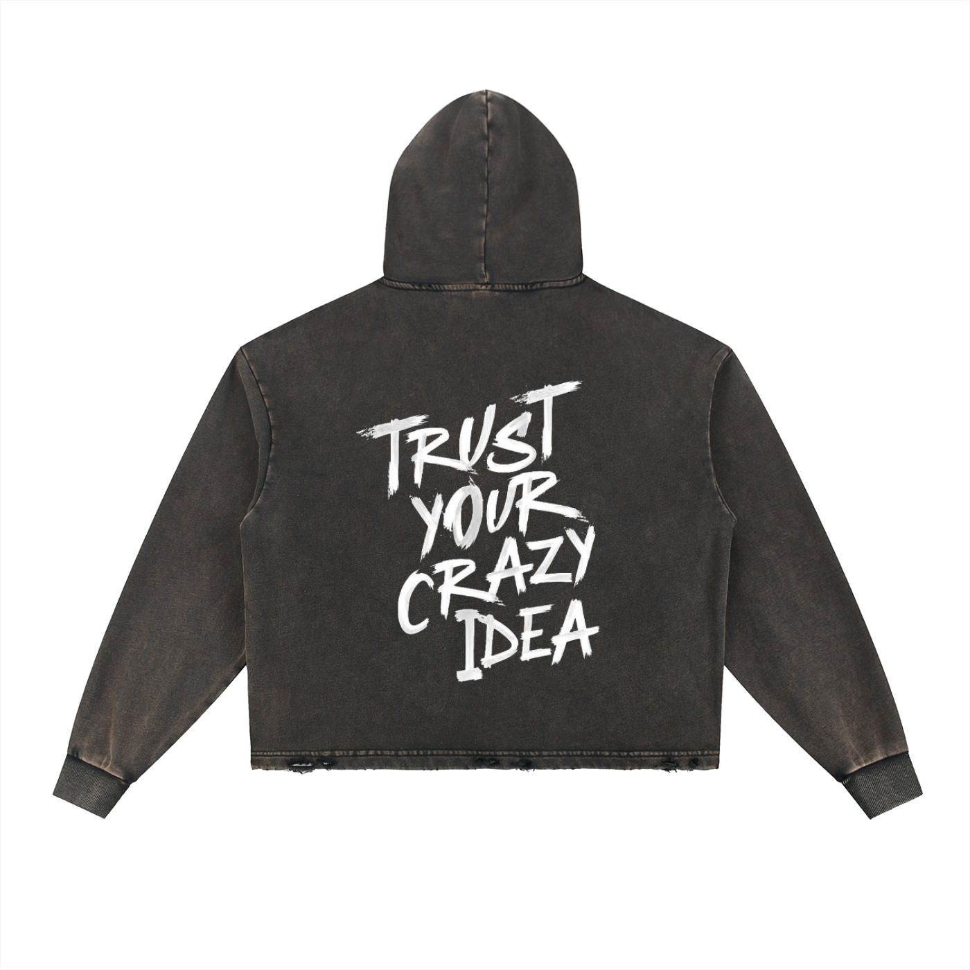 Vintage Washed Frayed-Hem Hoodie